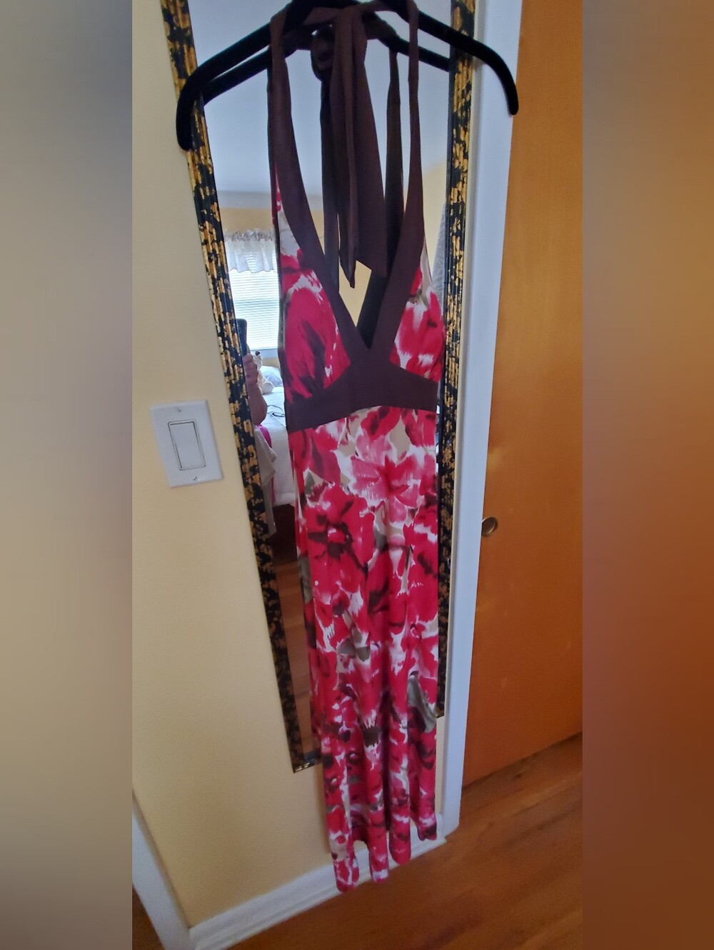 Women’s Red Floral Halter Maxi Dress